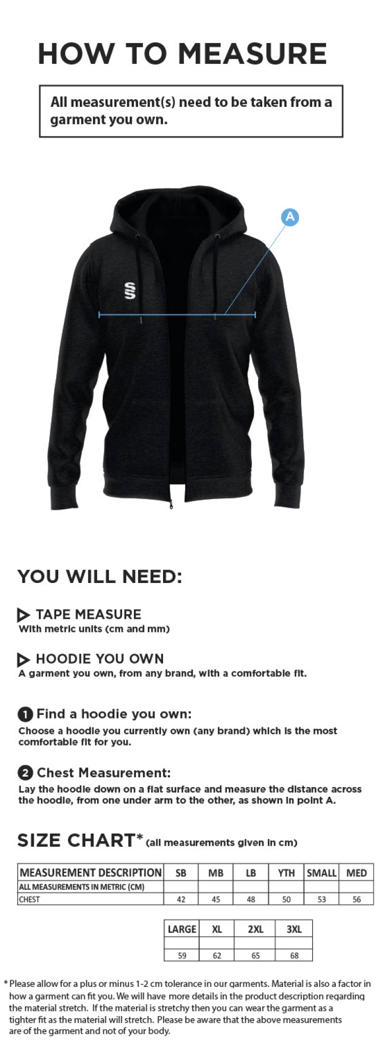 Marsden Heights Community College - Dual Full Zip Hoody - Men's Fit - Size Guide